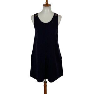Vintage Minnie Mortimer Knit Dress Medium Sleeveless Navy Side Zip Classic
